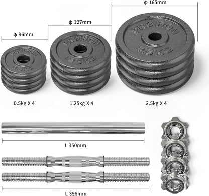 PROIRON Cast Iron Adjustable Dumbbells Set with Extension Handle Bar Perfect for Body Building, Weightlifting, Fitness, Workout, Gym Home