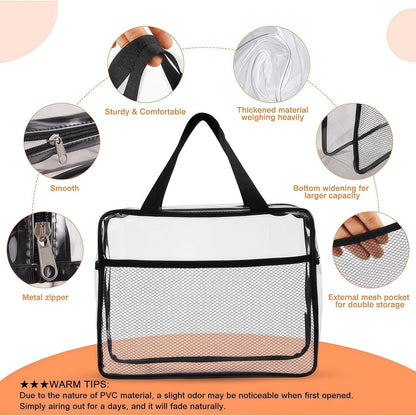 Clear Travel Toiletry Bags, XEWEA 3 Pack TSA Approved Transparent Makeup Bag for Men Women, Large Waterproof PVC Quart Organizer Kit with Zipper for Toiletries Airline Essentials,Toy Storage Pouch