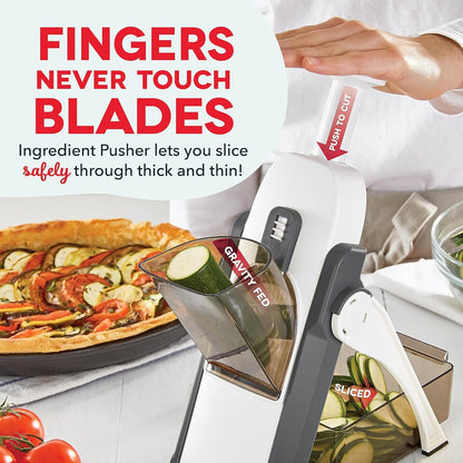 DASH Safe SliceÂ® Mandoline Slicer, Julienne + Dicer for Vegetables, Meal Prep & More with 30+ Presets & Thickness Adjuster - Grey