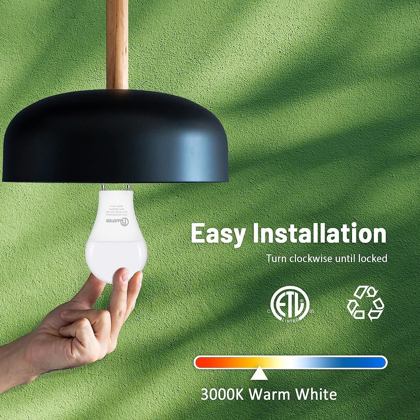 JIANGSILING GU24 LED Bulb, 3000K Warm White GU24 LED Light Bulb, 9W (60 Watt Equivalent), A19 Shape GU24 Light Bulb, Twist Lock GU24 LED Light Bulbs for Home Lighting, Non-Dimmable (16Pack, 3000K)