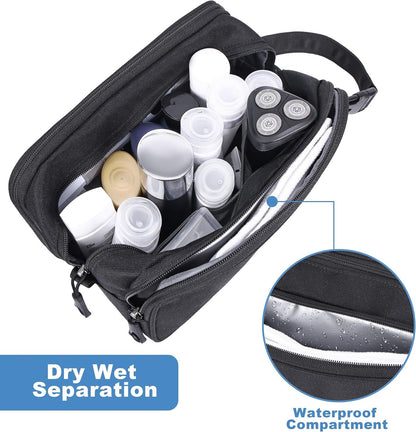 HILOMON Mens Toiletry Travel Bag, YKK Zippers Tactical Toiletry Bag with Compartments, Waterproof Bath Hygiene Cosmetic Pouch for Men