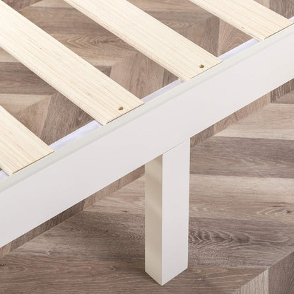Zinus Moiz White Timber Bed Frame | Wood Platform Mattress Foundation/Bedroom Furniture - King Single Size