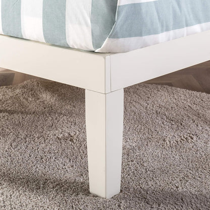Zinus Moiz White Timber Bed Frame | Wood Platform Mattress Foundation/Bedroom Furniture - King Single Size