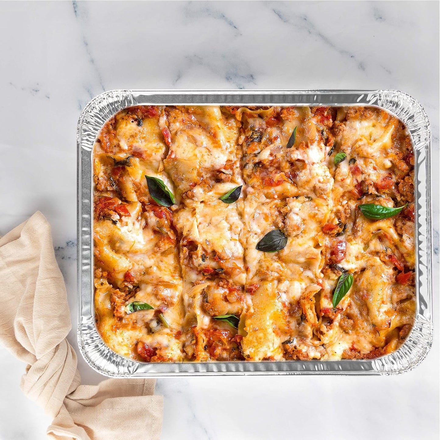 PLASTICPRO Disposable 9 x 13 Aluminum Foil Pans With Lids Half Size Deep Steam Table Bakeware - Cookware Perfect for Baking Cakes, Bread, Meatloaf, Lasagna Pack of 50 Pans & 50 Lids