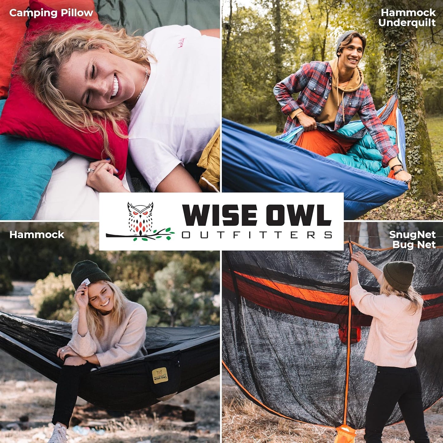 Wise Owl Outfitters Hammock Camping Double & Single with Tree Straps - USA Based Hammocks Brand Gear, Indoor Outdoor Backpacking Survival & Travel, Portable