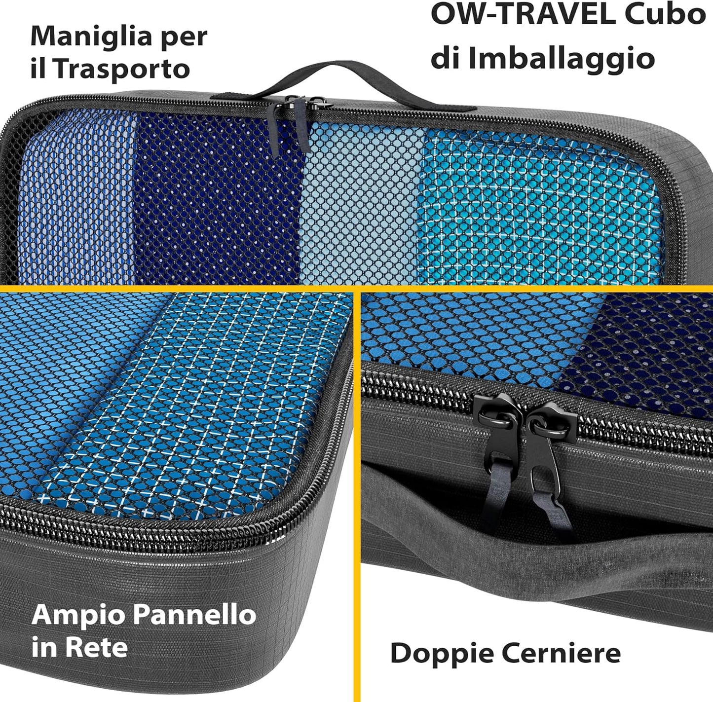 OW-Travel Travel Organizer Suitcase Set, Suitcase Organizer, Storage Bags for Suitcases. Packing Cubes Set Organizer Suitcase, 2) Black, Double Zipper Packaging Bags, Internal Stitching Finished
