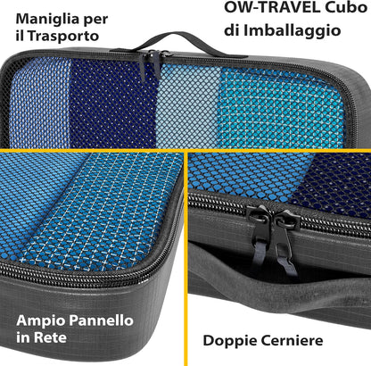 OW-Travel Travel Organizer Suitcase Set, Suitcase Organizer, Storage Bags for Suitcases. Packing Cubes Set Organizer Suitcase, 2) Black, Double Zipper Packaging Bags, Internal Stitching Finished