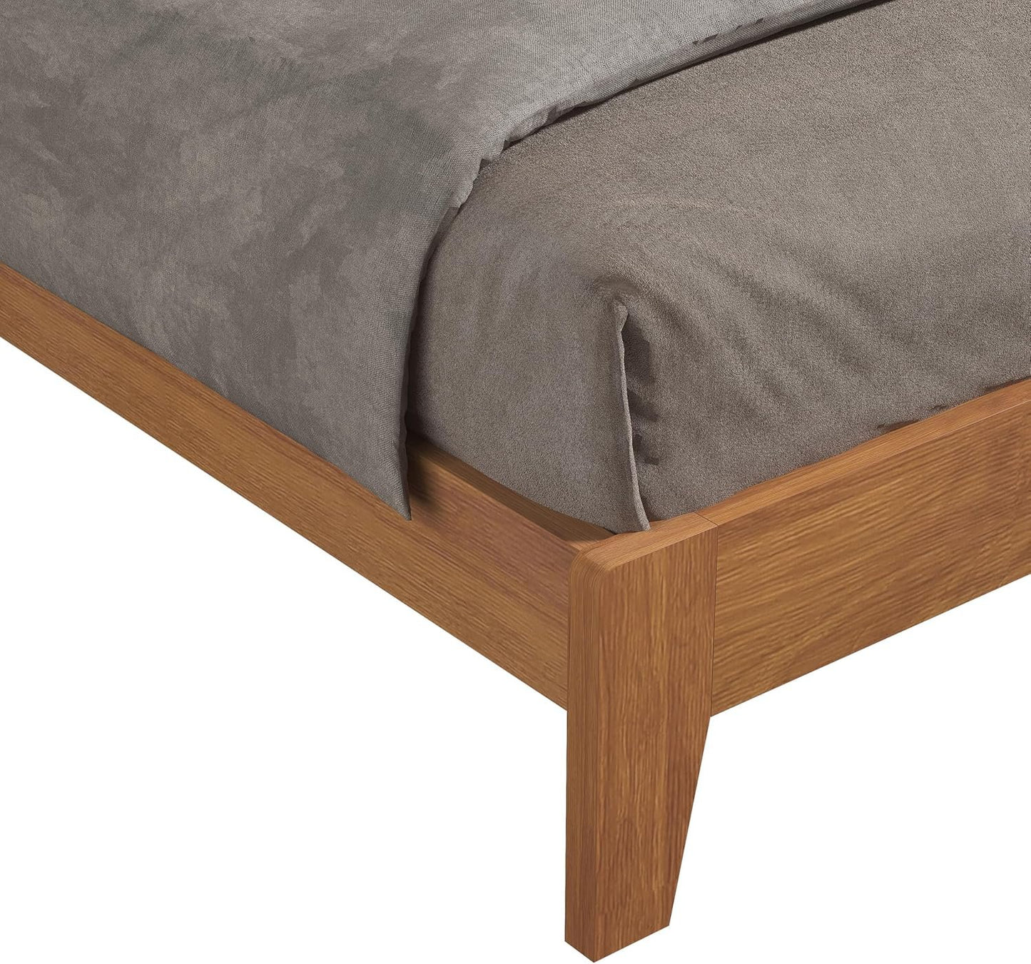 Galano Abby Serene Wood Platform Queen Bed Frame with Headboard, Mattress Foundation with Wood Slat Support, No Box Spring Needed, Easy Assembly, Amber Walnut