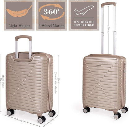 london Fog ABS Hard Case - 8 Wheel Spinner Travel Luggage | Telescopic Drag Handle | TSA Security Locks LFL005, champagne, Suitcase