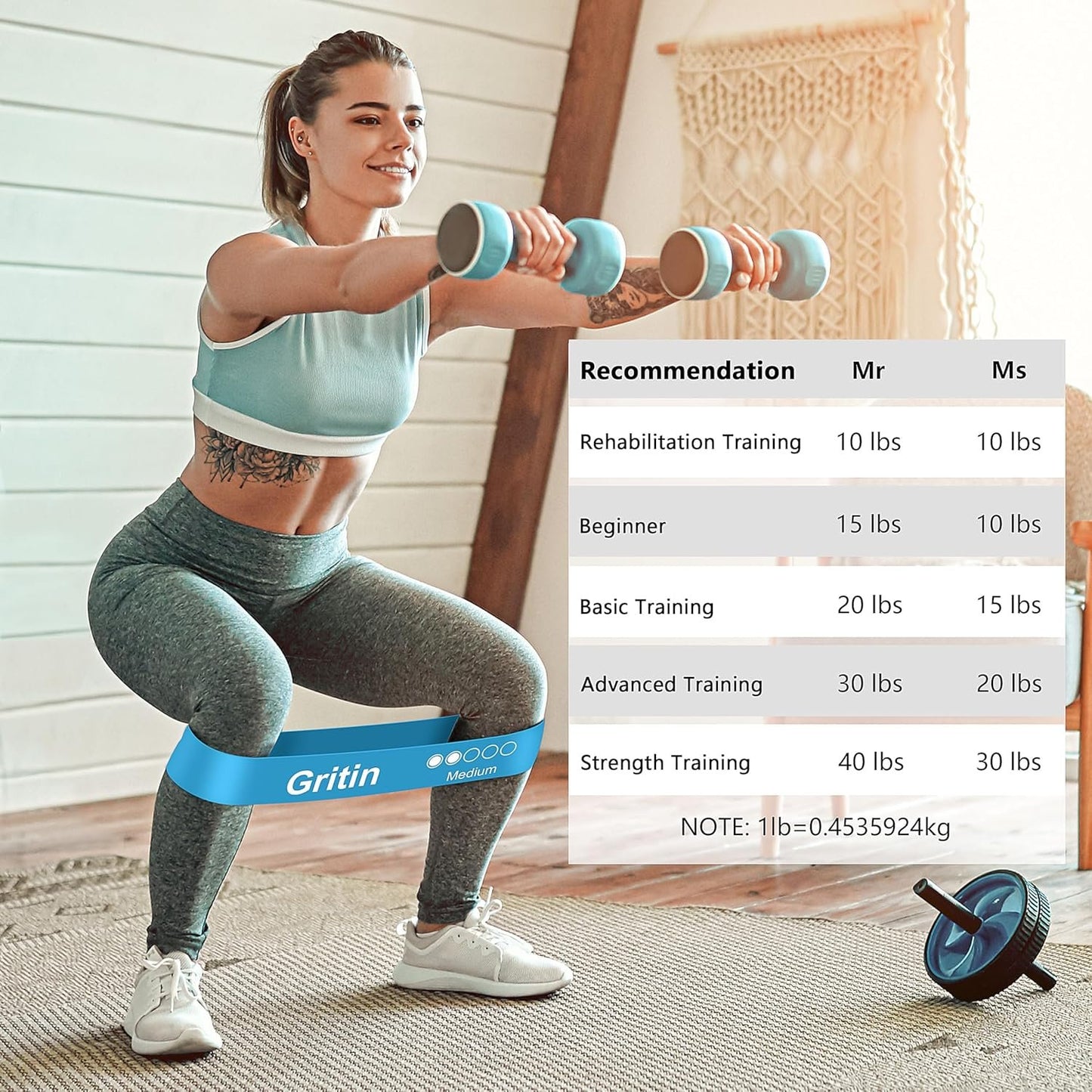 Gritin Resistance Bands, Set of 5 Skin-Friendly Resistance Fitness Exercise Loop Bands with 5 Different Strength Levels - Travel Carrying Case Included - Ideal for Home, Gym, Yoga, Training