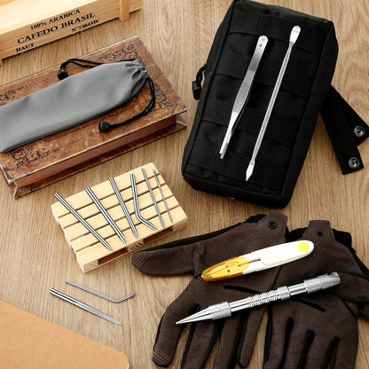 Stainless Steel FID Set Paracord FID Marlinspike Set Paracord Stitching Lacing Stitching Needles and Smoothing Tool Knotter Tools for Leather or Paracord Work (Silver)