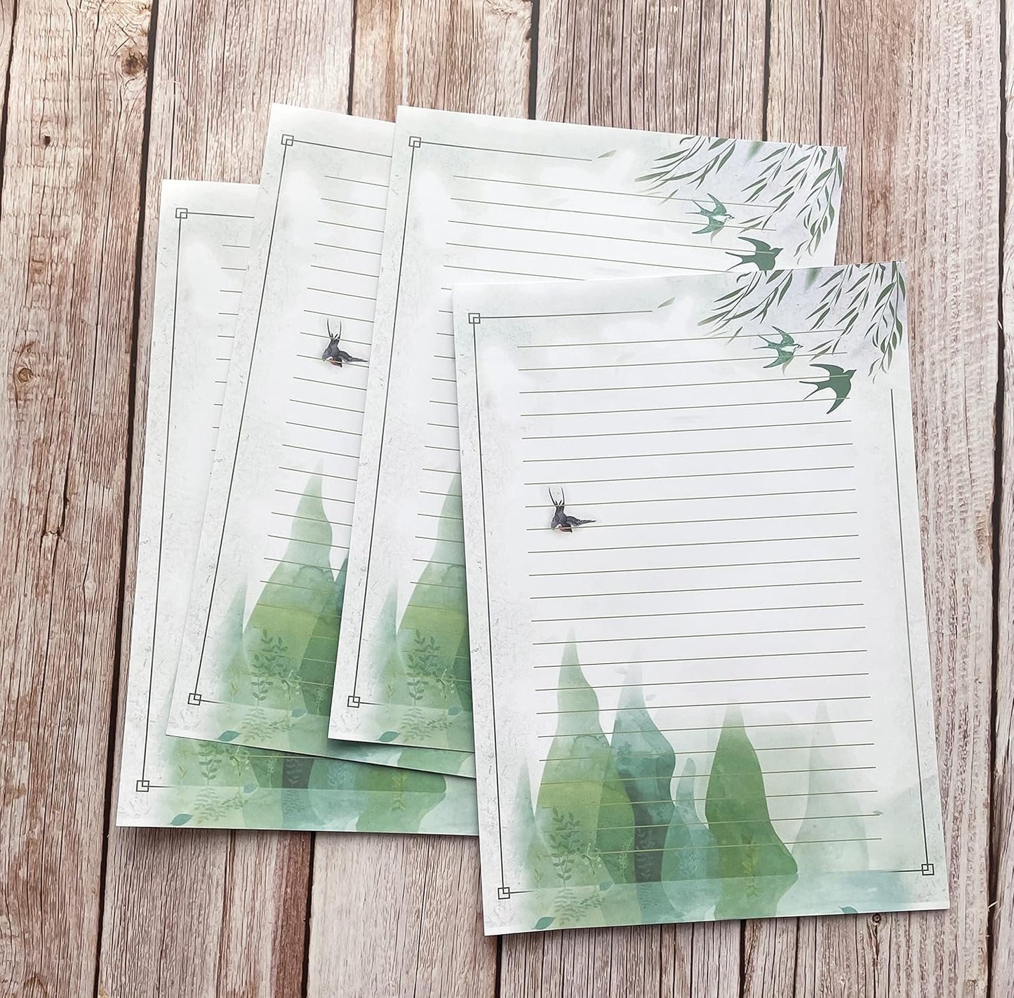 50 Lined Writing Paper Set, Stationery Paper for Writing Letter, 100 GSM Printer Papers, 5 Different Style (11.7 x 8.26")