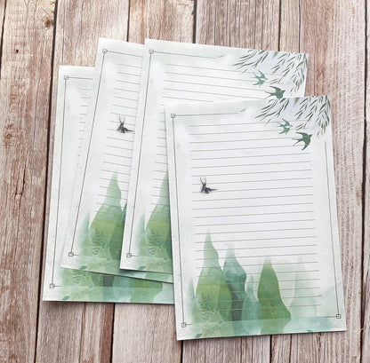 50 Lined Writing Paper Set, Stationery Paper for Writing Letter, 100 GSM Printer Papers, 5 Different Style (11.7 x 8.26")