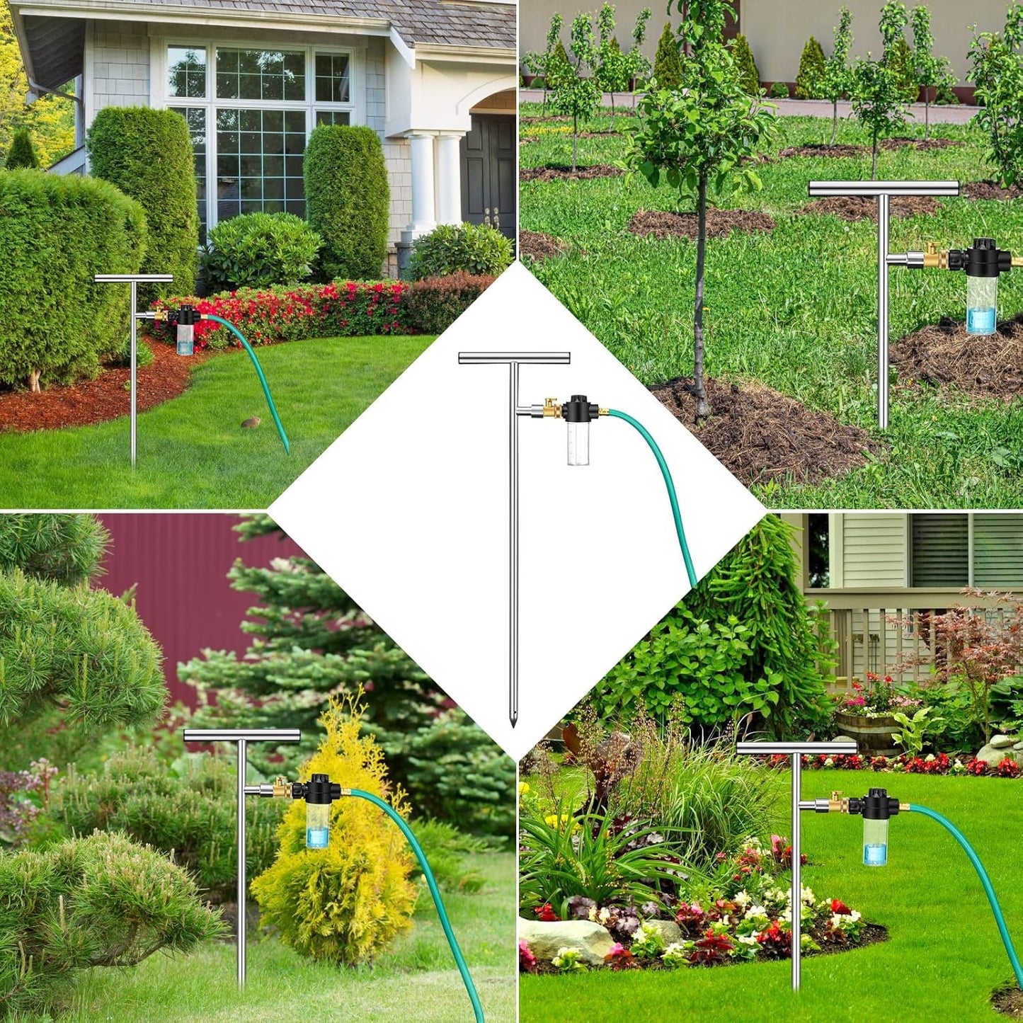 Root Feeder Deep Root Watering Tool with Fertilizer Dispenser Tree Watering Spike Watering Wand Irrigation System,for Plants Trees Bushes Shrubs Made of Stainless Steel with Shut Off Valve T Handle
