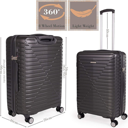 london Fog ABS Hard Case - 8 Wheel Spinner Travel Luggage | Telescopic Drag Handle | TSA Security Locks LFL005, dark grey, Cavendish