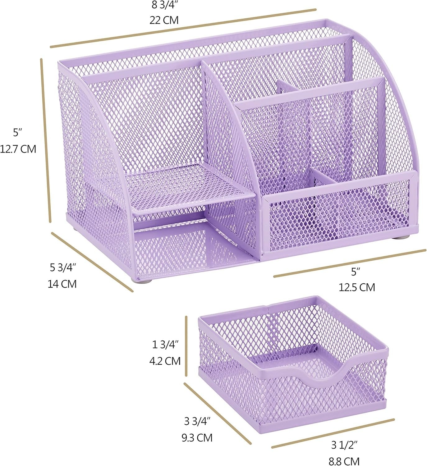 Annova Mesh Desk Organizer Office with 7 Compartments + Drawer/Desk Tidy Candy/Pen Holder/Multifunctional Organizer (light purple)