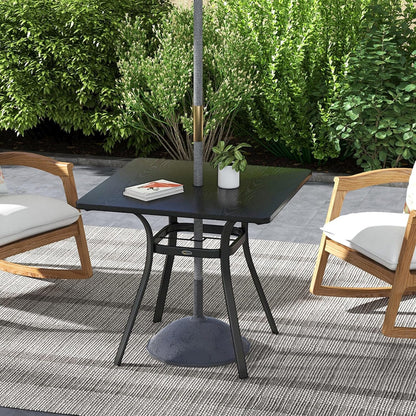 Outsunny Patio Table, 31.5" Square Outdoor Dining Table for 4 People with Steel Legs, Metal Tabletop, Umbrella Hole, for Garden, Backyard, Lawn, Balcony, Black