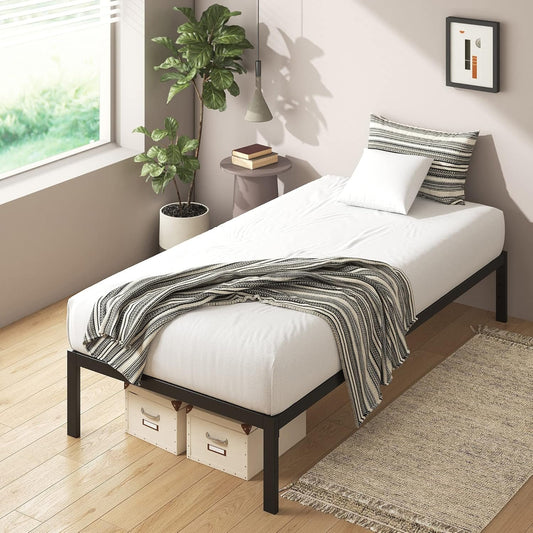 Zinus Mia 14 Inch Metal Platform Bed Frame / Cot size / 30” x 75” / Mattress Foundation / no Boxspring needed / Wood Slat Support / Easy Assembly, Good Design Award Winner, Narrow Twin, Black