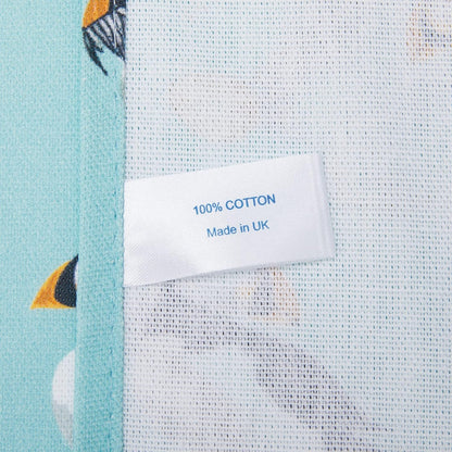 Samuel Lamont Puffins Cotton Tea Towel Adorable Playful Digitally Ilustrated Design Bold Modern Gorgeously Vibrant Sky Blue Backdrop Variety Cute Puffin Motifs 18.89" x 22.44"