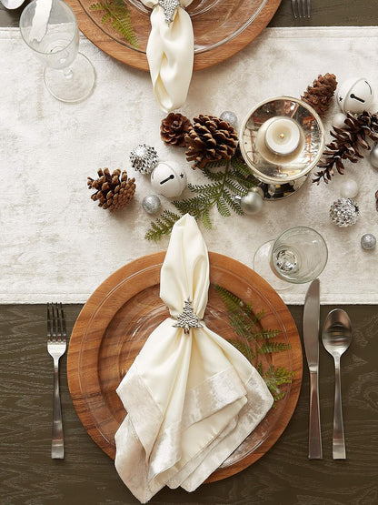 DII Velvet Collection Tabletop, Table Runner, 14x72, Cream