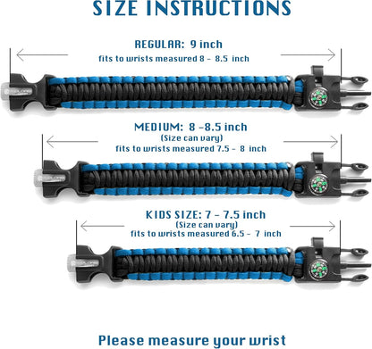 X-Plore Gear Emergency Paracord Bracelets | Set Of 2| The ULTIMATE Tactical Survival Gear| Flint Fire Starter, Whistle, Compass & Scraper/Knife| BEST Wilderness Survival-Kit For Camping/Fishing & More