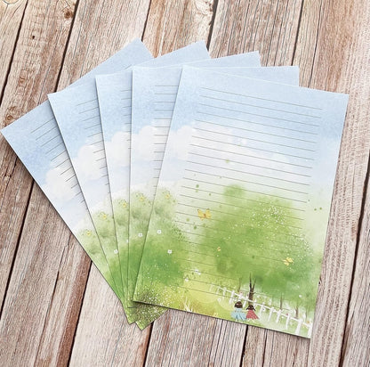 50 Writing Stationery Paper, Lined Stationery Paper for Writing Letter, Notes, Invitations, Craft, 5 Different Style (11.7 x 8.26")