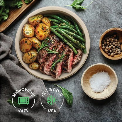 Paper Plates, Compostable Heavy Duty Disposable 10 Inch Dinner Plate - (125-Pack)- (PFAS-Free) - (BPI Certified)-Eco-Friendly, Biodegradable Bagasse Natural Brown 10"