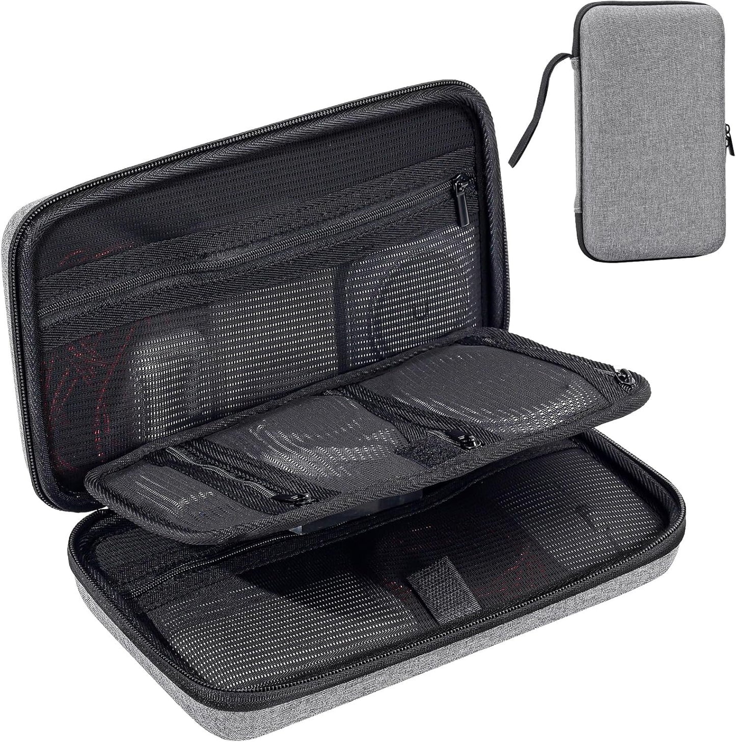 ProCase Hard Travel Tech Organizer Case Bag for Electronics Accessories Charger Cord Portable External Hard Drive USB Cables Power Bank SD Memory Cards Earphone Flash Drive â€“Grey