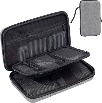 ProCase Hard Travel Tech Organizer Case Bag for Electronics Accessories Charger Cord Portable External Hard Drive USB Cables Power Bank SD Memory Cards Earphone Flash Drive â€“Grey