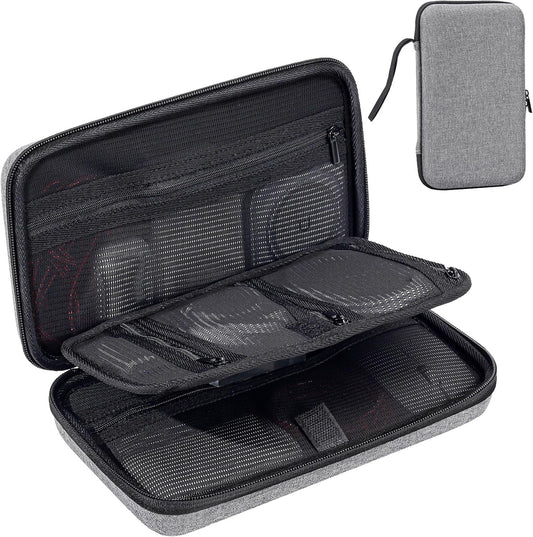 ProCase Hard Travel Tech Organizer Case Bag for Electronics Accessories Charger Cord Portable External Hard Drive USB Cables Power Bank SD Memory Cards Earphone Flash Drive â€“Grey