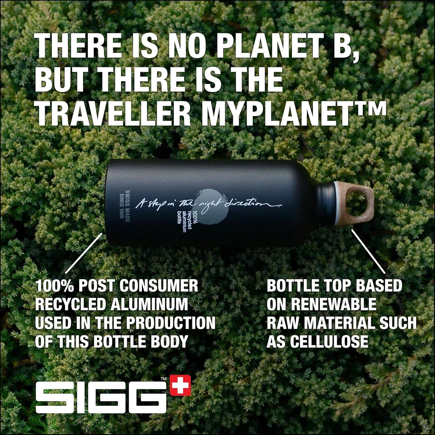 SIGG - Aluminum Water Bottle - Traveller MyPlanet Repeat Plain - Climate Neutral Certified - Suitable For Carbonated Beverages - Leakproof & Lightweight - BPA Free - 34oz