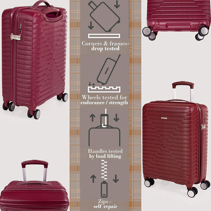 london Fog ABS Hard Case - 8 Wheel Spinner Travel Luggage | Telescopic Drag Handle | TSA Security Locks LFL005, Tuscan Red, Suitcase