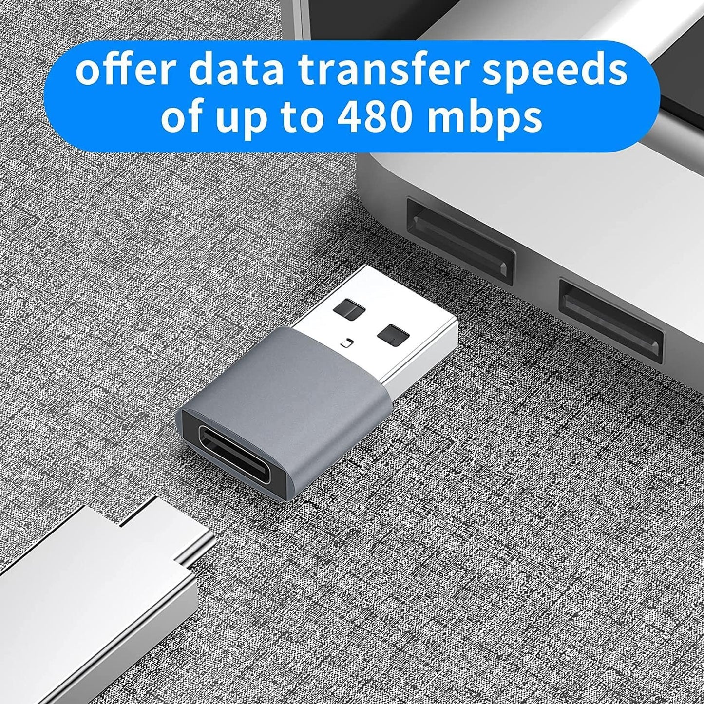 USB C to USB Adapter,Type C to USB Adapter [4 Pack] 3.0 USB Type-C Male to USB Female, USB C Female to USB Male Adapter OTG Converter for Desktop, Laptops, Projector, Chargers Gray