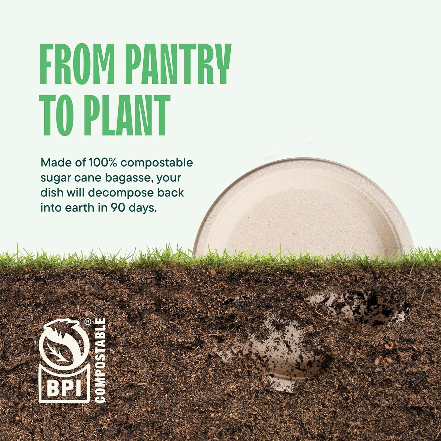 Paper Plates, Compostable Heavy Duty Disposable 10 Inch Dinner Plate - (125-Pack)- (PFAS-Free) - (BPI Certified)-Eco-Friendly, Biodegradable Bagasse Natural Brown 10"