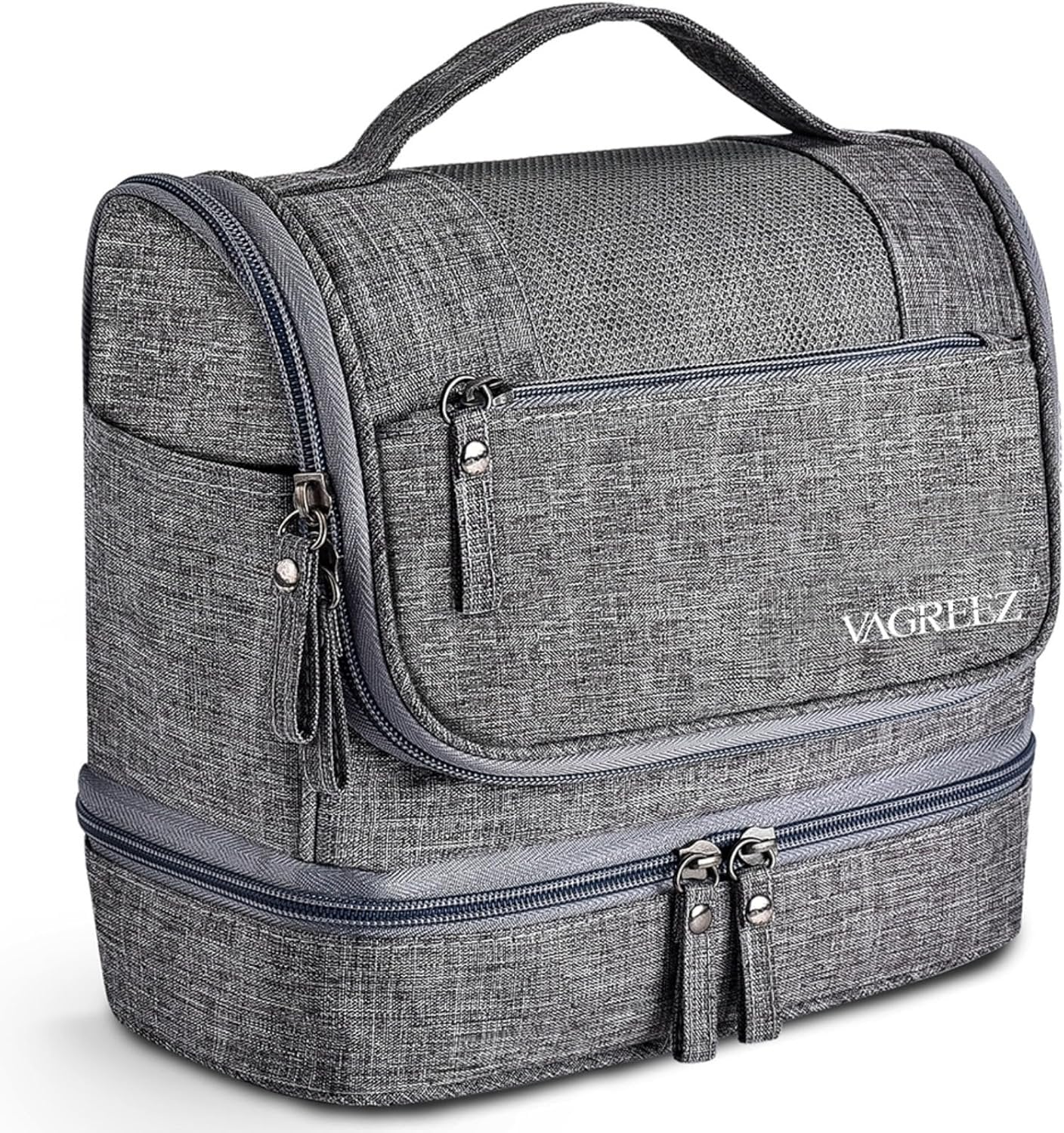 Hanging Toiletry Bag for Women, Large Travel Make up Bag with Metal Hook & Dry/Wet Separation, Waterproof Cosmetic Organizer for Travel Accessories, Cruise Essentials, Gym, Camping (Grey)