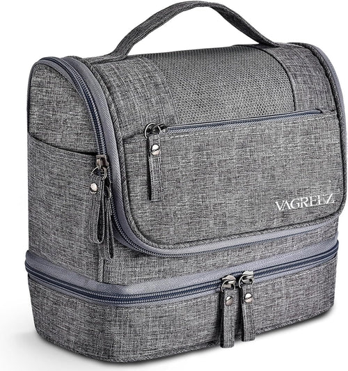 Hanging Toiletry Bag for Women, Large Travel Make up Bag with Metal Hook & Dry/Wet Separation, Waterproof Cosmetic Organizer for Travel Accessories, Cruise Essentials, Gym, Camping (Grey)