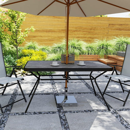 Outsunny 55" x 31.5" x 28" Rectangle Outdoor Dining Table for 6, Patio Table with 1.7" Umbrella Hole, Easy Clean DPC Plastic Tabletop, Steel Frame, for Backyard, Deck, Lawn, Grey