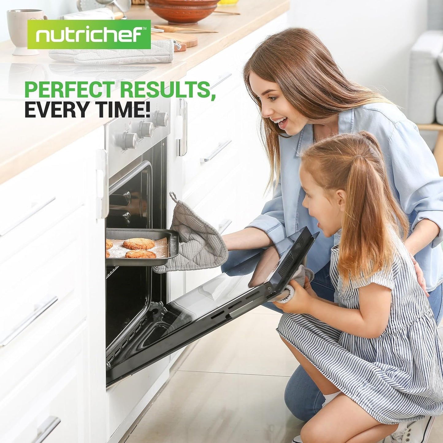 10-Piece Kitchen Oven Baking Pans - Deluxe Carbon Steel Bakeware Set with Stylish Non-Stick Gray Coating Inside & Out; Dishwasher Safe & PFOA | PFOS | PTFE Free - NutriChef (NCBS10S)