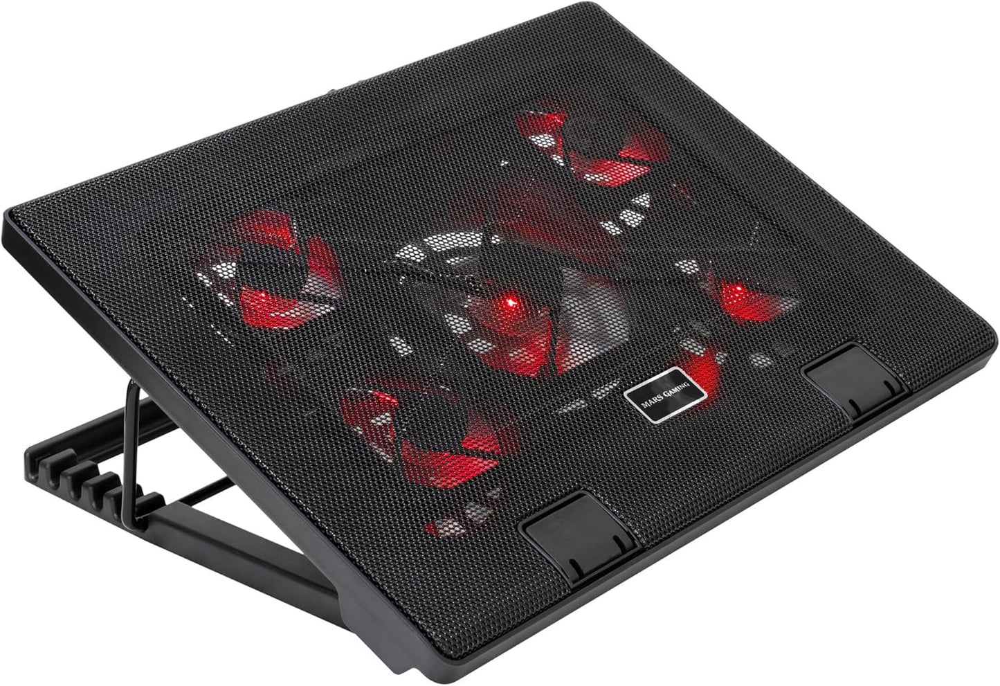 Mars Gaming MNBC2 Cooling Base for Gaming Laptops up to 17.35 inches (5 Ultra-Silent Fans, Red LED, 2 x USB 2.0), Black and Red