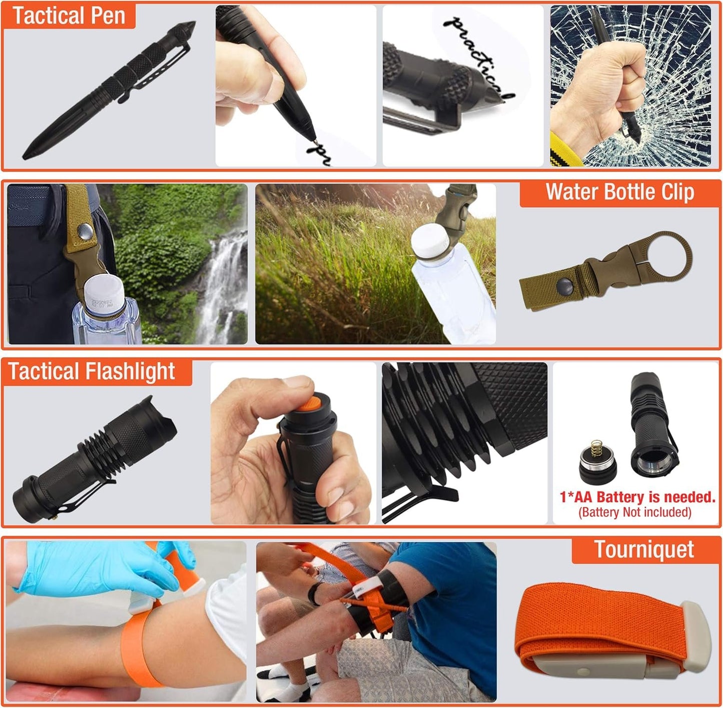 Survive Hero Survival Kit Military, for Teen Boys Gift Ideas, Stocking Stuffers for Teenage Boy, Mens Gift Set, EDC Tactical Gear Camping Gadgets for Men, Hiking, Hunting Accessories