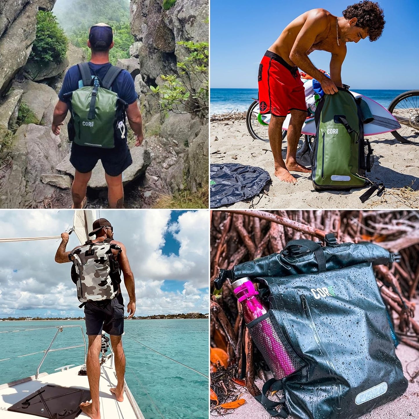Waterproof Backpack With Padded Laptop Sleeve, Roll Top Dry Bag Rucksack for Surfing Kayaking Rafting Camping Rafting 40 Liters