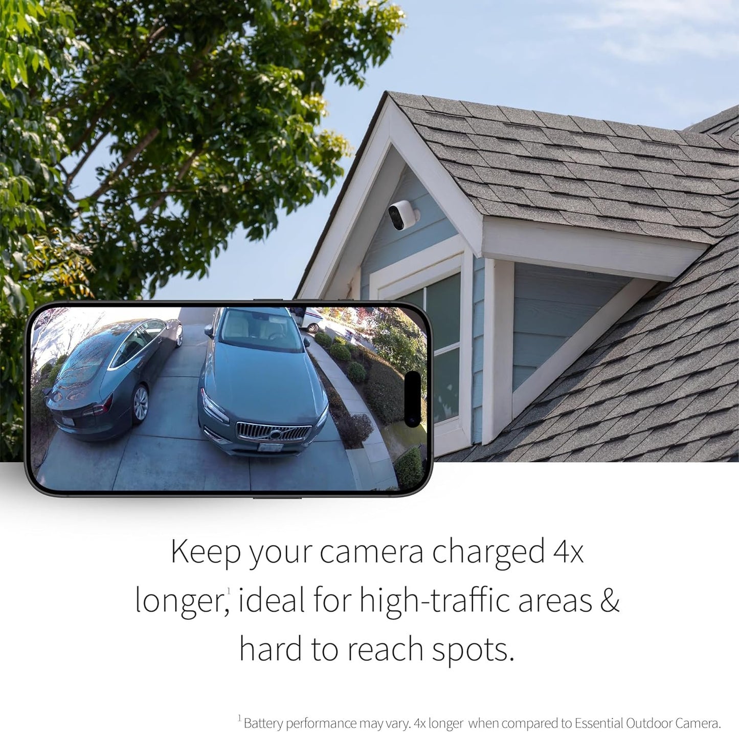Arlo Essential XL Security Camera 2K | Indoor - Outdoor | 2nd Gen | 4X Longer Battery | Wire-Free with Spotlight, 2-Way Audio, Color Night Vision, Live Stream, Motion Activation, Notifications-White