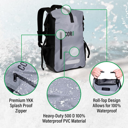 Waterproof Backpack With Padded Laptop Sleeve, Roll Top Dry Bag Rucksack for Surfing Kayaking Rafting Camping Rafting 40 Liters