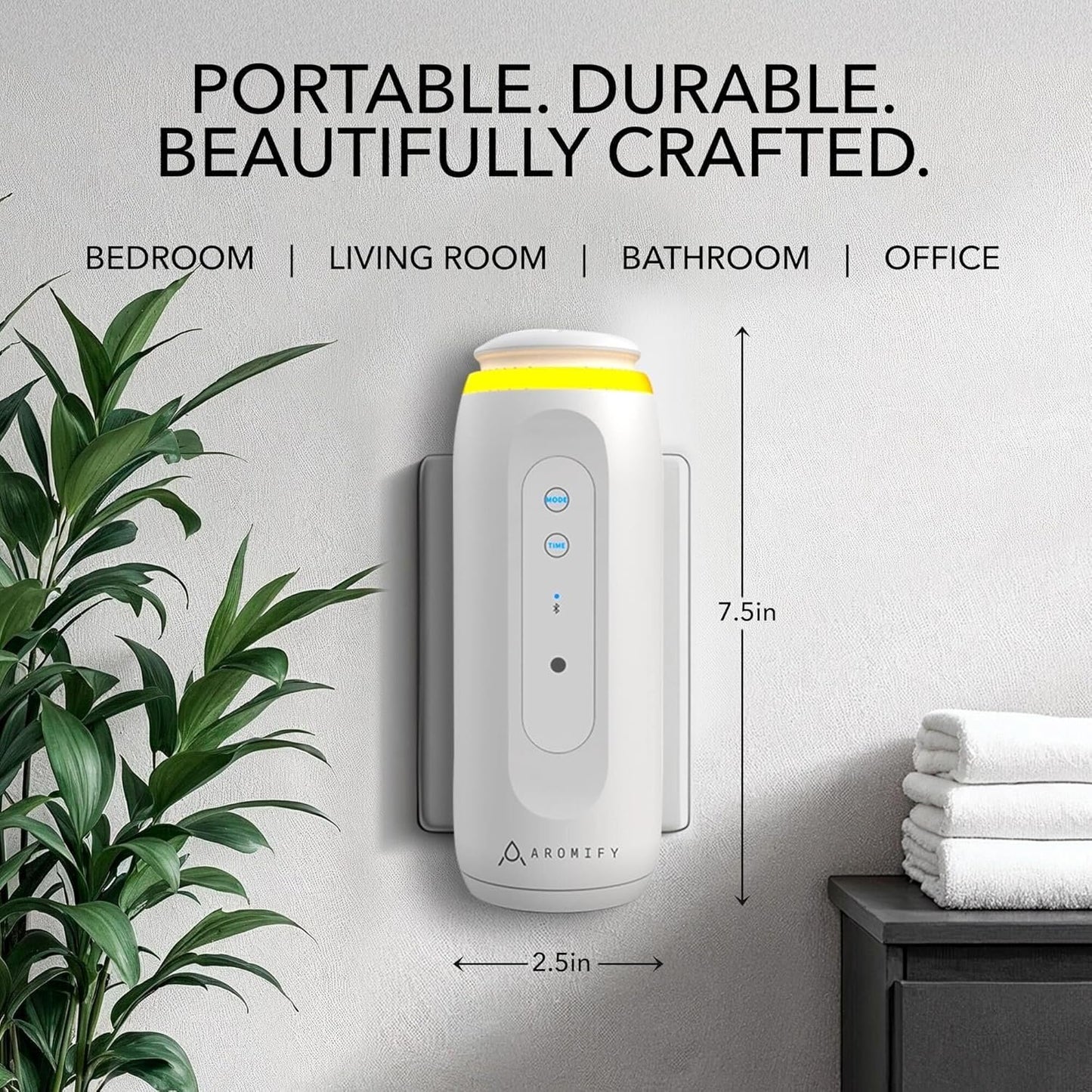 Aromify Plug-in Essential Oil Diffuser for Home, Office, Hotel & Spa, 500 sq.ft Quiet Aroma Diffuser, Waterless & Waterless, Bluetooth Enabled, Control