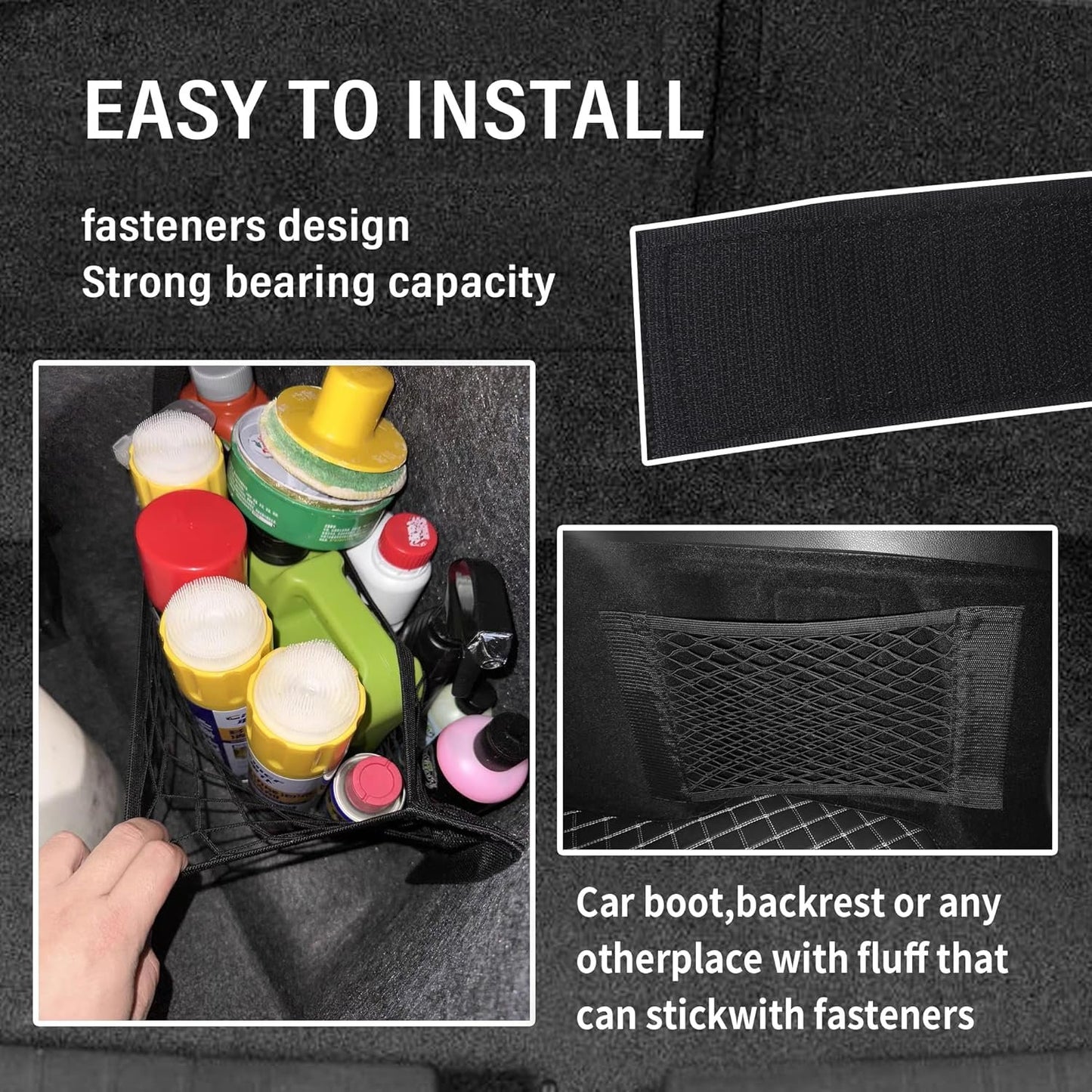GTLM 4 Pieces 40 x 25 cm Car Storage Network, Extendible Car Storage Pocket for Car Seats, Universal Net Trunk Car Accessories Interior for Car, Truck, SUV (40 x 25 cm)