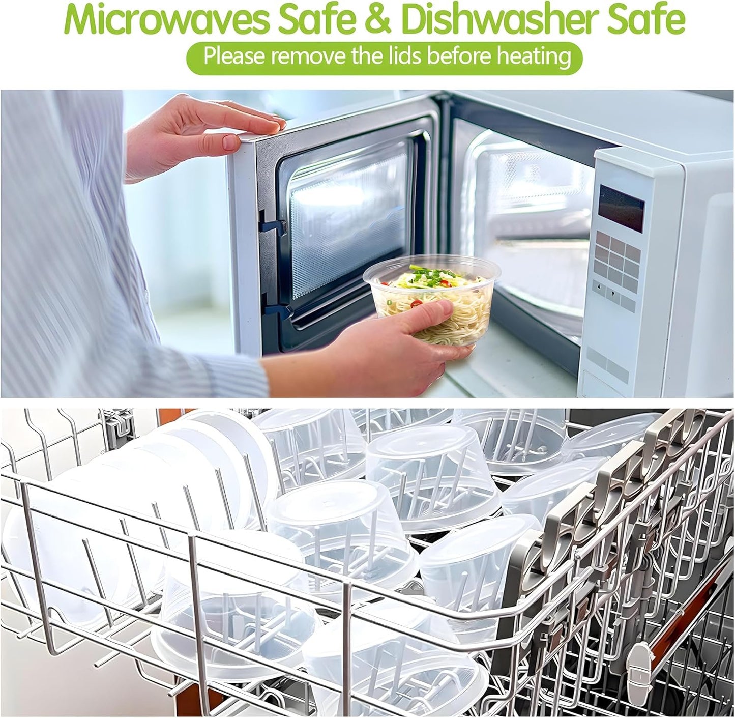 Taehuhnn 50 Pcs 16 oz Deli Food Plastic Storage Containers with Airtight Lids, Freezer & Microwave & Dishwasher Safe, Leakproof Take Out Meal Prep Food Storage Containers for Snack Soup Salad Fruit