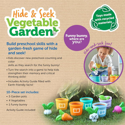 Learning Resources Hide and Seek Vegetable Garden - Eco Friendly Toddler Learning Toys, Preschool Toys for Kids Ages 18+ Months, Montessori Food Toys, Garden Toys, Green Toys