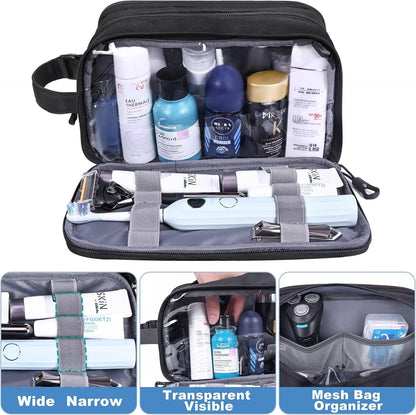HILOMON Mens Toiletry Travel Bag, YKK Zippers Tactical Toiletry Bag with Compartments, Waterproof Bath Hygiene Cosmetic Pouch for Men