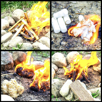 WEYLAND Fire Starter Kit - Waterproof Emergency Survival Fire Starting Kit, Magnesium Flint Fire Starter Ferro Rod, Fire Starter Rope Tinder Reuseable Match, Fat Rope Stick, Fatwood Sticks n MOLLE Bag