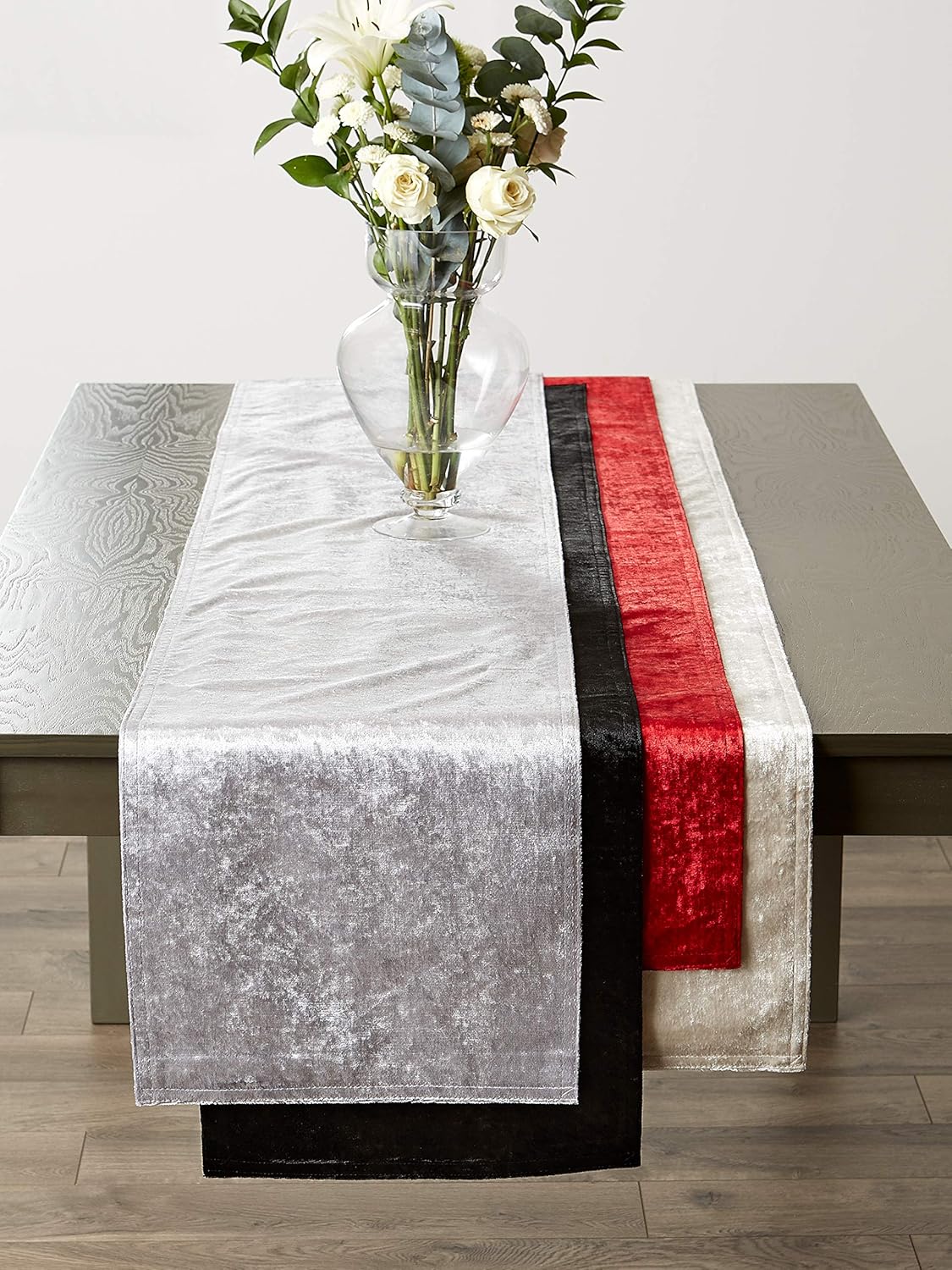 DII Velvet Collection Tabletop, Table Runner, 14x72, Cream
